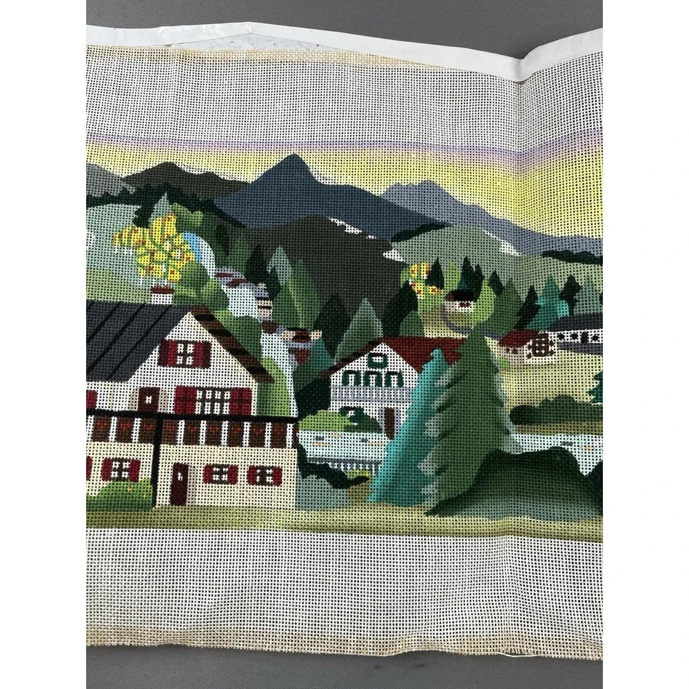 Dede Handpainted Needlepoint Canvas  Countryside Village England Landscape